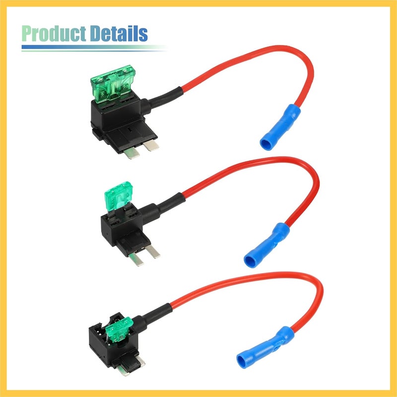 REPAIROCK 1 Set Universal 3pcs Car Fuse Tap Add a Circuit Adapter 12V with 3pcs 30A Standard Mini Low Profile Mini Blade Type Fuse Auto Replacement Parts - Image 5